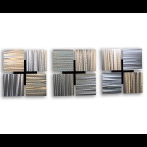 Three piece square aluminum metal art